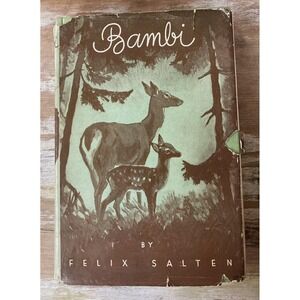 Vintage HCDJ childrens book Bambi Felix Salten illus 1931 Simon Schuster Grosset